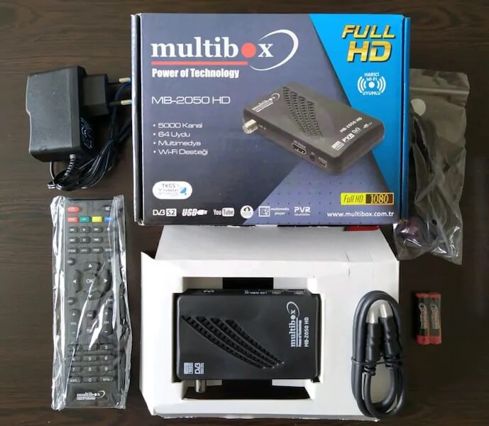 Multibox 2050 Mini HD Uydu Alıcı KUTU İÇERİĞİ